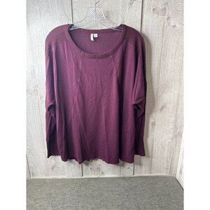 Womens Burgundy Sweater Top Plus Size 18W/20W By Active Long Sleeves Shirt